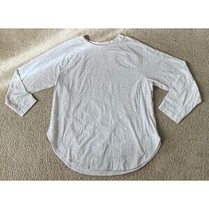 LOFT Women’s White Clip Dot Textured Top Bow Back Long Sleeve Size Large